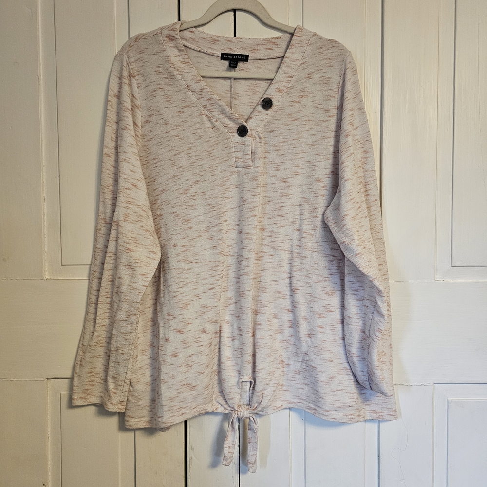 Lane Bryant Women's Cream & Peach Button-Detail Sweater Top